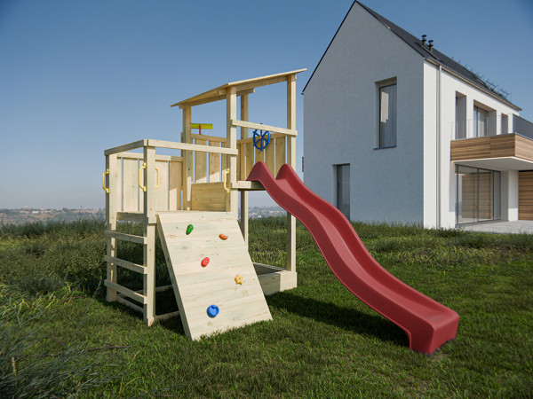 Spielturm Big Pirate KDI inkl. Rutsche rot