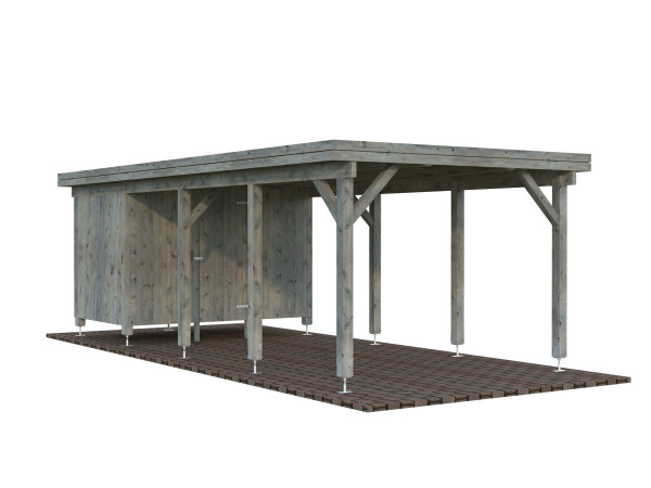 Carport Karl 23,1 m² mit Geräteraum grau