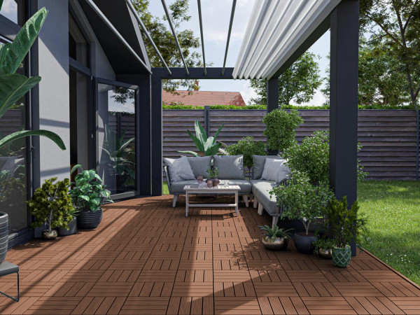 WPC-Terrassenfliese Basic braun