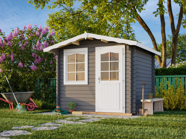 Gartenhaus Emma 4,6 m² 28 mm dunkelgrau/weiß