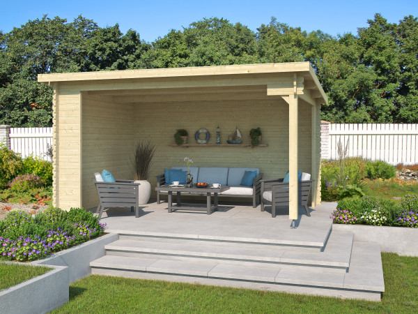 Gartenhaus Blockbohlenhaus Columbus 34mm Naturbelassen