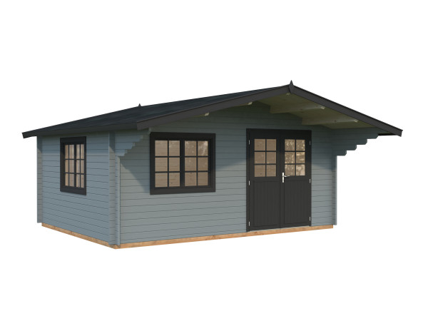 Gartenhaus Sally 19,1 m² 44 mm hellgrau/anthrazit