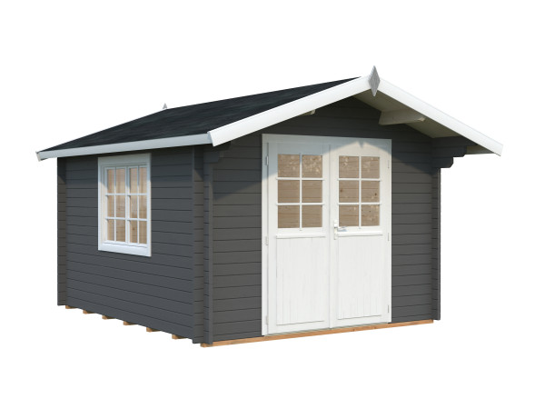 Gartenhaus Sally 10,2 m² 44 mm dunkelgrau/weiß