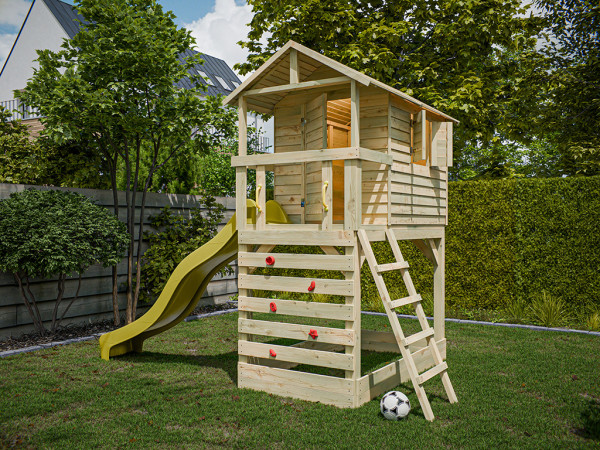 Stelzenhaus Luis kesseldruckimprägniert inkl. Rutsche gelb