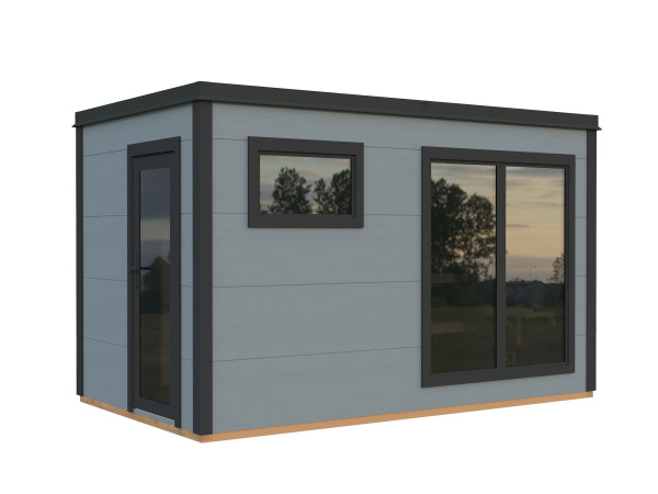 Saunahaus Blockbohlenhaus Grace Sauna 8,2 m² 56 mm hellgrau/anthrazit