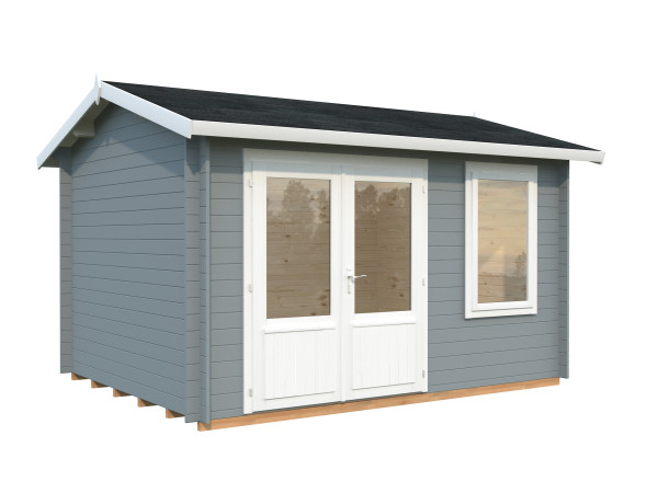 Gartenhaus Iris 9,6 m² 28 mm hellgrau/weiß