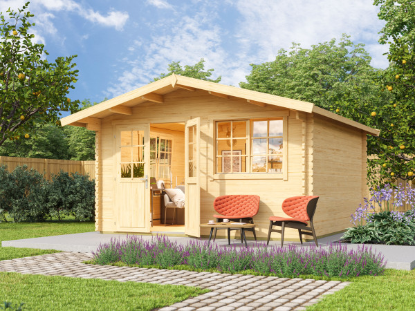 Gartenhaus Blockbohlenhaus Norderney 3 40mm Naturbelassen
