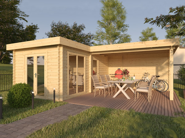 Gartenhaus Blockbohlenhaus Quinn 44 mm naturbelassen