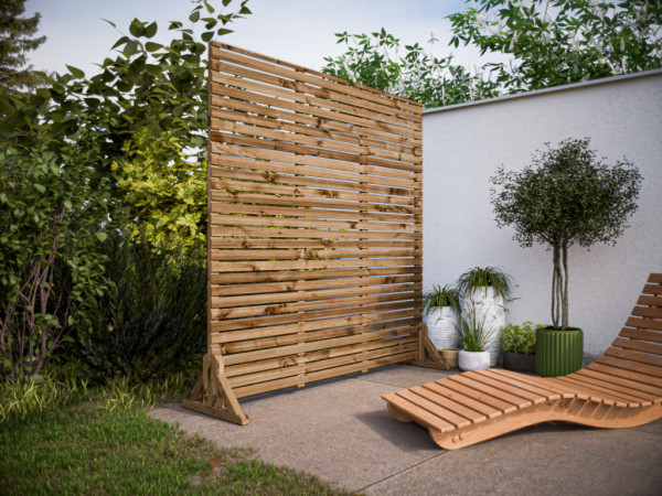Sichtschutzzaun Lamellenzaun Kiefer Aosta Kastanienfarbe
