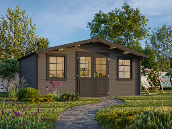 Gartenhaus Klara 17,0 m² 28 mm dunkelgrau/anthrazit
