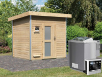 Saunahaus Norge mit Milchglastür, inkl. 9 kW Bio-Kombiofen mit externer Steuerung Saunahaus Norge mit Milchglastür, inkl. 9 kW Bio-Kombiofen mit externer Steuerung
