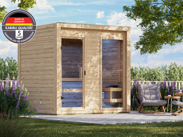 Saunahaus Hycore 2 naturbelassen inkl. 9 kW Bio-Kombiofen ext. Steuerung