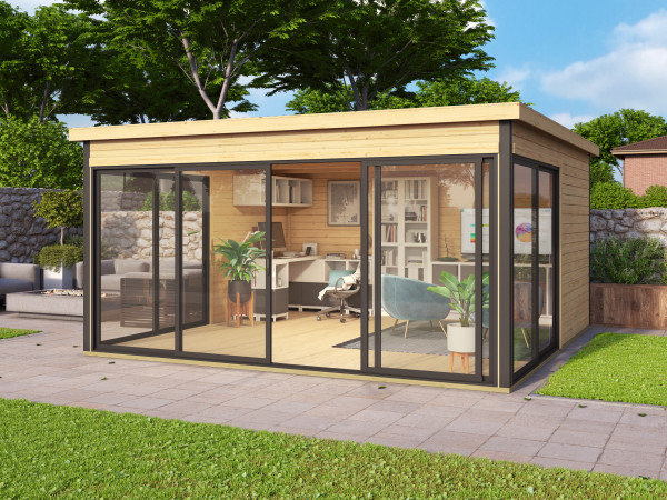 Gartenhaus Blockbohlenhaus Domeo 5 44 mm Naturbelassen