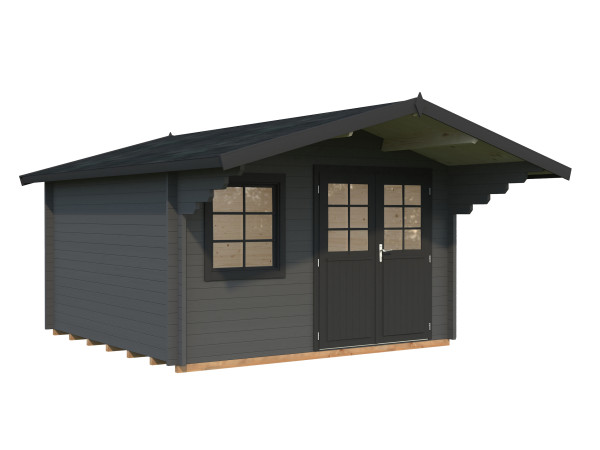 Gartenhaus Sally 12,3 m² 44 mm dunkelgrau/anthrazit