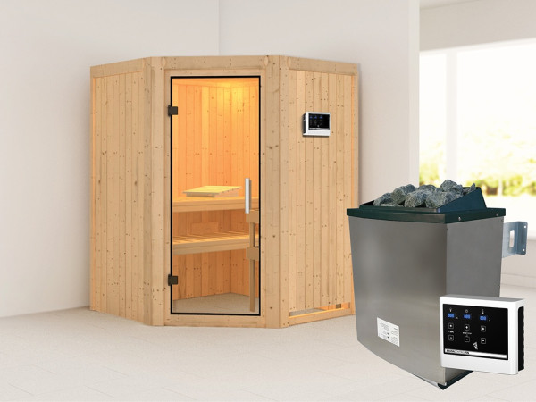 Sauna Systemsauna Larin, inkl. 9 kW Ofen mit externer Steuerung