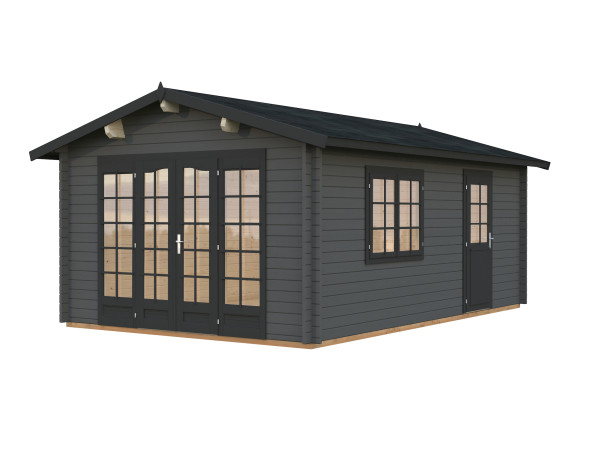 Gartenhaus Irene 19,0 m² 44 mm dunkelgrau/anthrazit