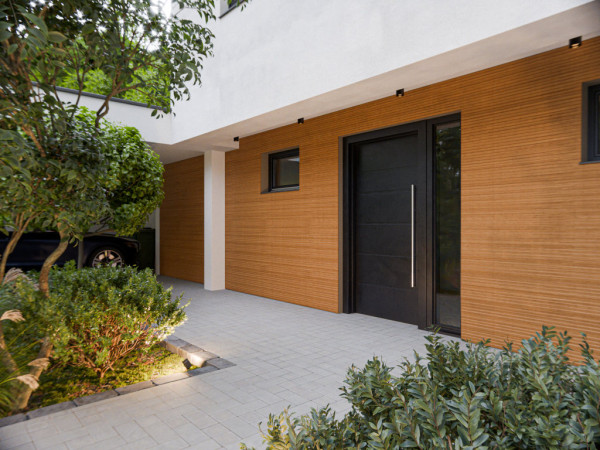 Fassadenverkleidung Bambus Schindeloptik für Innen- und Außenbereich