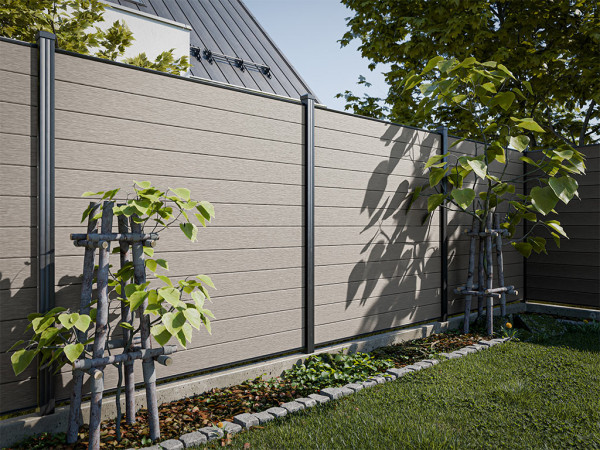 WPC Zaun Beige 180x180 cm - Co-Extrudierter Steckzaun