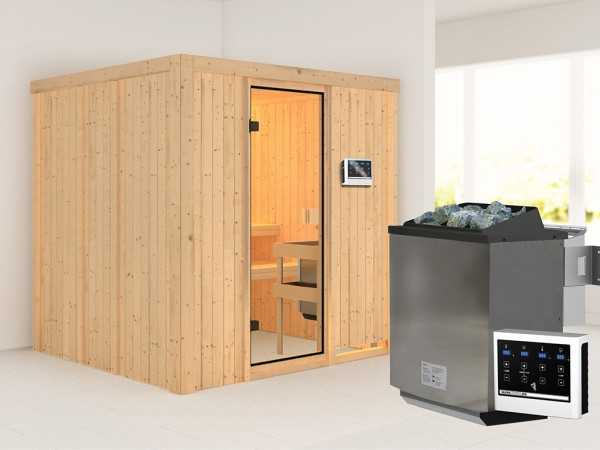 Sauna Systemsauna Tromsö, inkl. 9 kW Bio-Ofen mit externer Steuerung