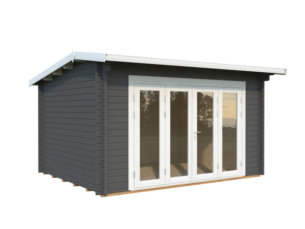 Gartenhaus Ines 11,1 m² Bifold 44 mm dunkelgrau/weiß