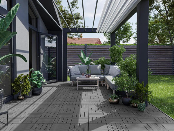 WPC-Terrassenfliese Basic dunkelgrau - anthrazit