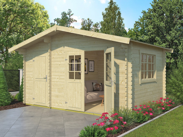 Gartenhaus Blockbohlenhaus Keila 34 34mm Naturbelassen