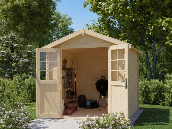 Gartenhaus Blockbohlenhaus CA2871 28 mm naturbelassen