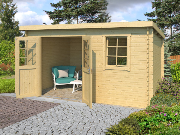 Gartenhaus Blockbohlenhaus Amira 275 28mm Naturbelassen