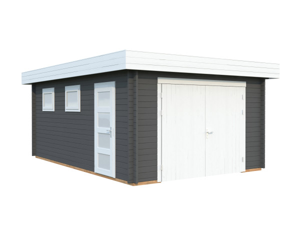 Garage Rasmus 19,0 m² mit Holztor 44 mm dunkelgrau