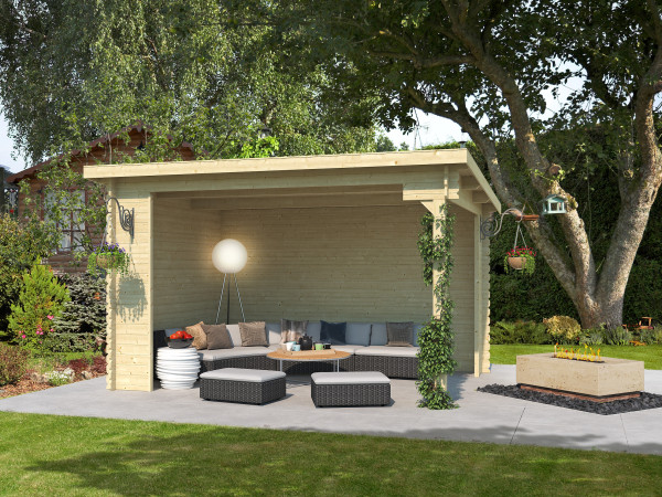 Gartenhaus Blockbohlenhaus Buffalo 380 28mm Naturbelassen