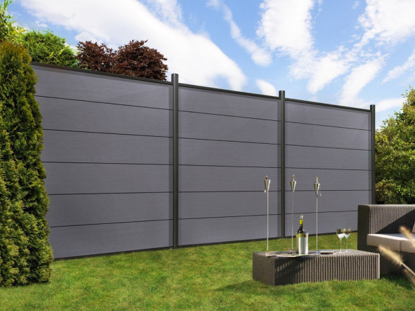 WPC Sichtschutzzaun Anthrazit 178x183 cm - für Steckzaun