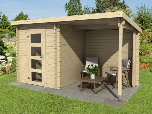 Gartenhaus Blockbohlenhaus Jelle 175 Plus 28mm Naturbelassen