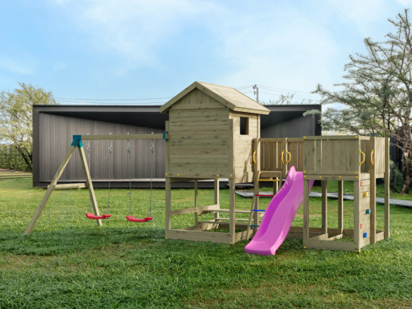 Stelzenhaus Longstepper kesseldruckimprägniert inkl. Rutsche pink