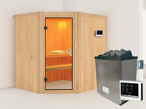 Sauna Systemsauna Siirin, inkl. 9 kW Ofen mit externer Steuerung