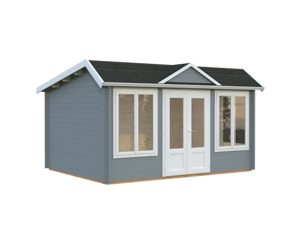 Gartenhaus Claudia Pent 11,5 m² 34 mm hellgrau/weiß