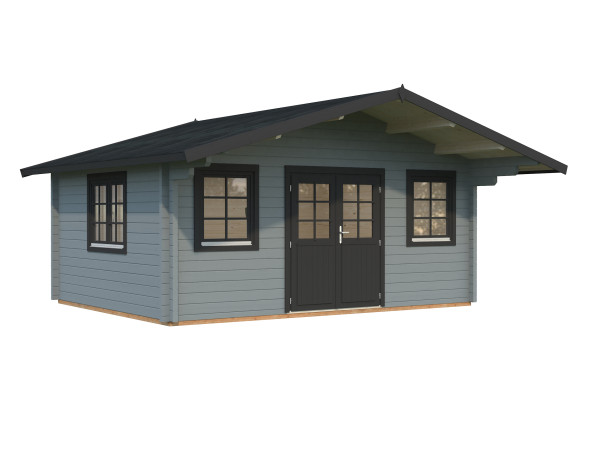 Gartenhaus Helena 18,6 m² 70 mm hellgrau/anthrazit