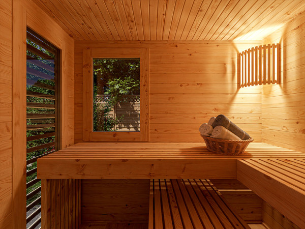 Saunahaus Layla SPARSET inkl. 9kW Saunaofen mit ext. Steuerung