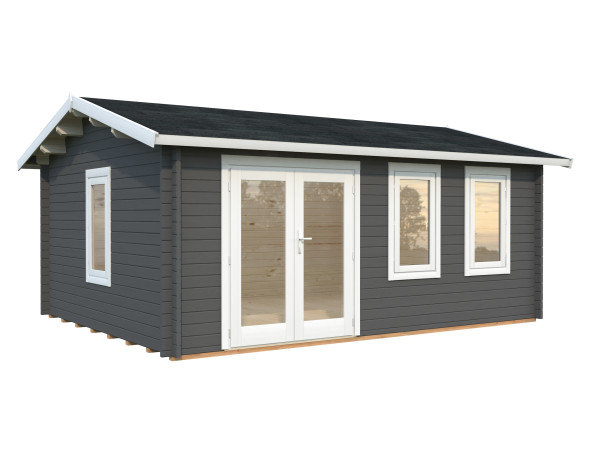 Gartenhaus Iris 19,1 m² 44 mm dunkelgrau/weiß