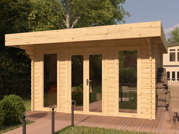 Gartenhaus Blockbohlenhaus Rosie 44 mm naturbelassen