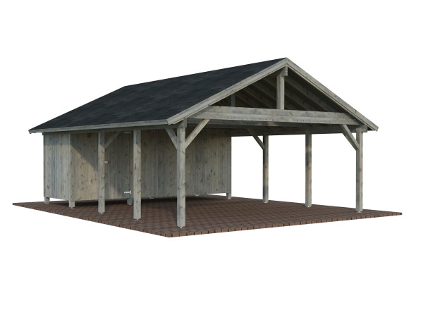 Carport Robert 40,6 m² mit Geräteraum grau