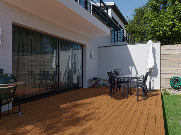 Terrassendiele Tiger ABODO Vulcan Pinus Radiata dunkelbraun