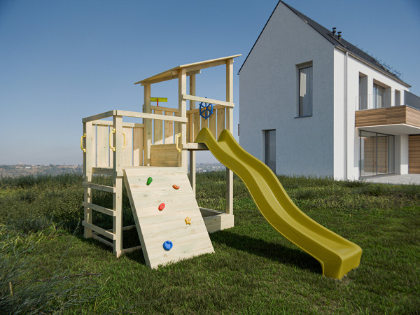 Spielturm Big Pirate KDI inkl. Rutsche gelb