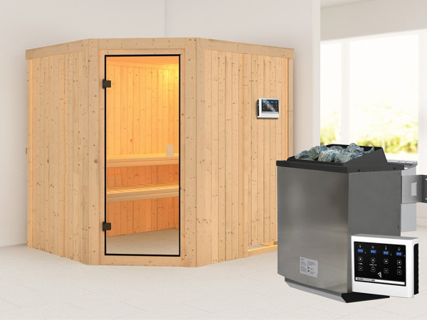 Sauna Systemsauna Bodo, inkl. 9 kW Bio-Ofen mit externer Steuerung