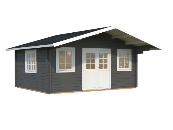Gartenhaus Helena 18,6 m² 70 mm dunkelgrau/weiß