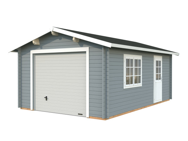 Garage Roger 19,0 m² mit Sektionaltor 44 mm hellgrau