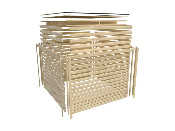 Gartensauna View natur SPARSET mit 9 kW Ofen und ext. Steuerung