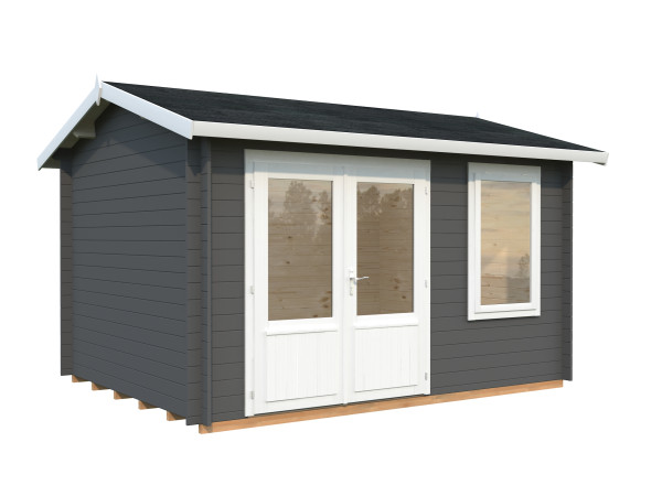 Gartenhaus Iris 9,6 m² 28 mm dunkelgrau/weiß