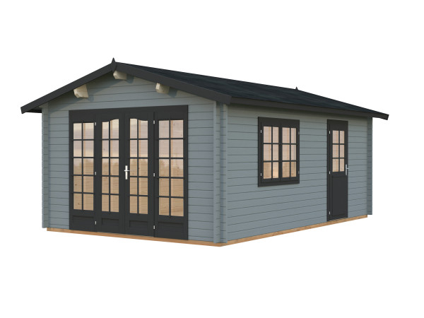Gartenhaus Irene 19,0 m² 44 mm hellgrau/anthrazit
