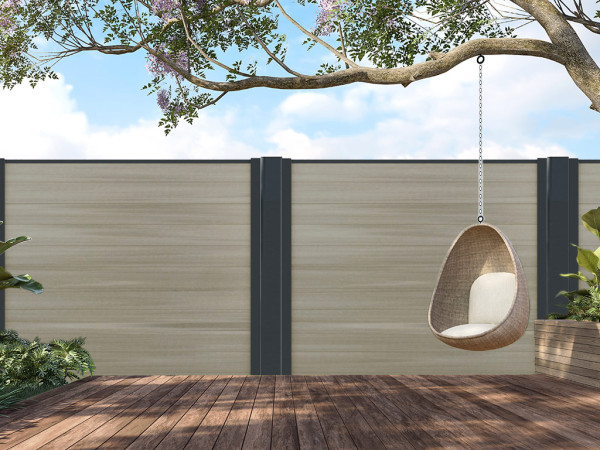 Fiberdeck WPC Sichtschutzzaun Light Grey Boston 183x176 cm