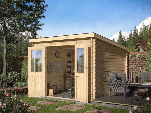 Gartenhaus Blockbohlenhaus CA2975 28 mm naturbelassen